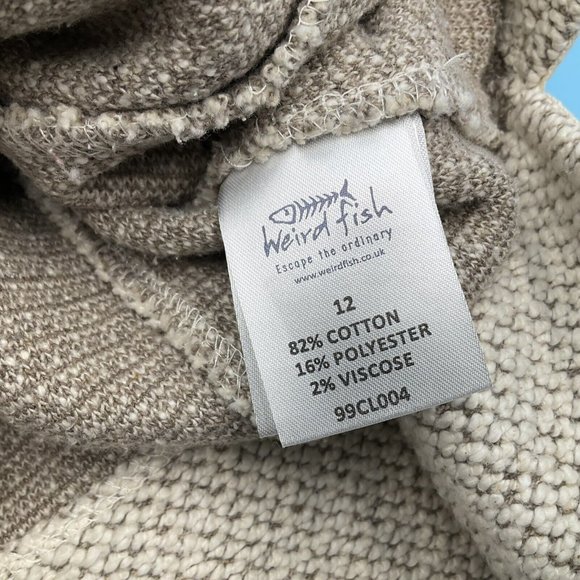 Weird Fish Macaroni Women’s Beige 1/4 Zip Pullover Top Jumper Size 12 - Picture 10 of 11